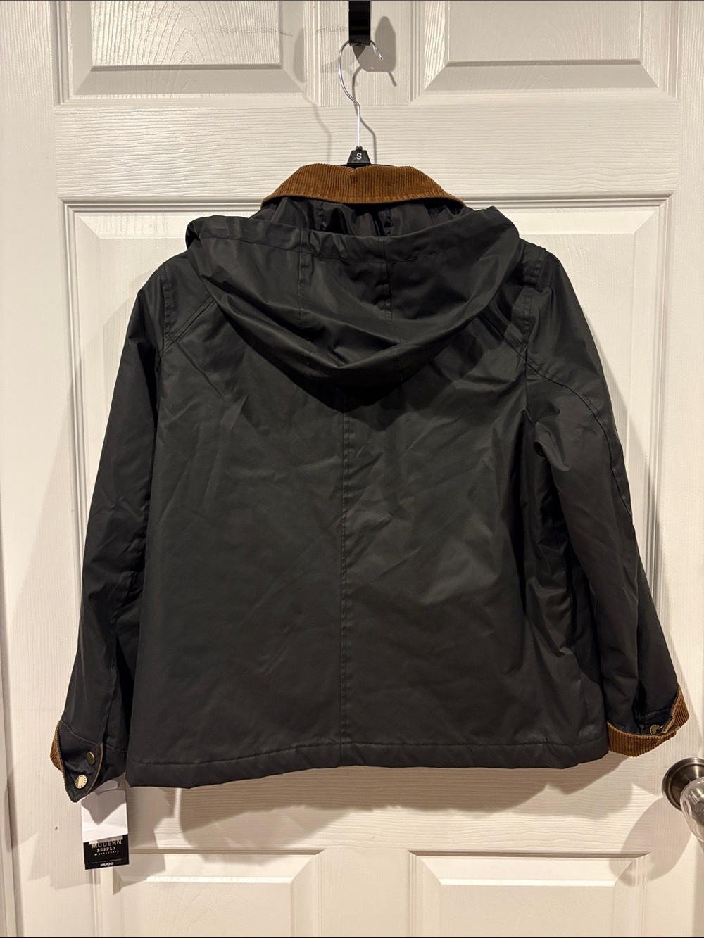 Sanctuary Black Utility Jacket with Brown Corduroy Trimmed Collar - Picture 2 of 11